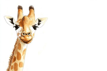 Poster - Colorful giraffe illustration with intricate details and expressive features captured in a playful style. Generative AI