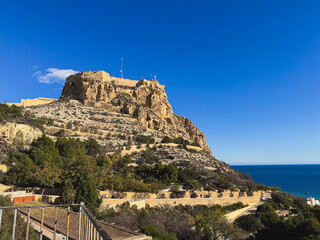 Majestic santa barbara castle overlooking the mediterranean on a sunny day