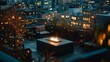 © siyons - Rooftop Fire Pit With Evening City Lights