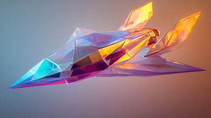 Wall Mural - the hologram is a rocket. a spaceship made of polygons, triangles of points and lines. journey to th