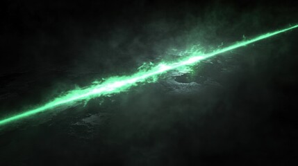 Wall Mural - Emerald Energy Beam Cutting Through Dark Nebula Cosmic Event Celestial Phenomenon