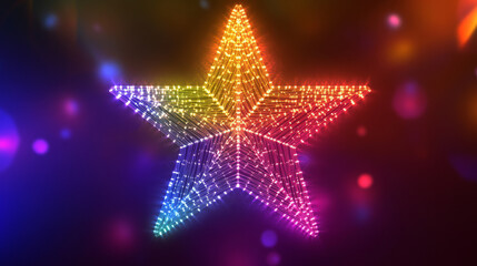 Wall Mural - the star hologram. a star made up of polygons, triangles, points, and lines. the star is a low-poly 