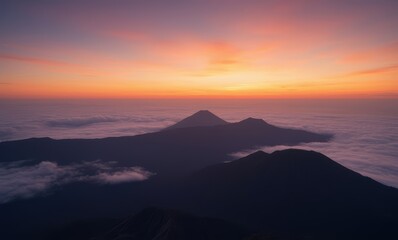 Wall Mural - Majestic sunrise over tranquil mountain peaks