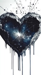 Wall Mural - Melting heart reveals a galaxy of stars and constellations in a cosmic display of beauty and wonder