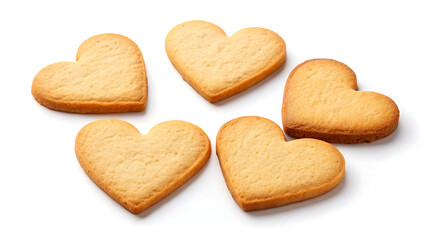 Wall Mural - Set of heart shaped cookies isolated on transparent background