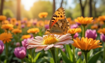 Canvas Print - Butterfly resting on a flower