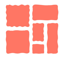 Aufkleber - Hand drawn red organic rectangles and squares with wavy jagged borders. Quote minimalist frames blank template set.