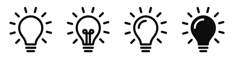 Wall Mural - lamp icon set. idea lamp, light bulb, electric power - stock vector.