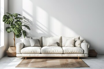 Minimalist modern living room interior background, Scandinavian style