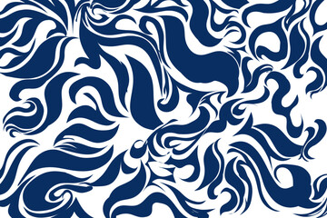 seamless pattern with blue abstract wave pattern on white background