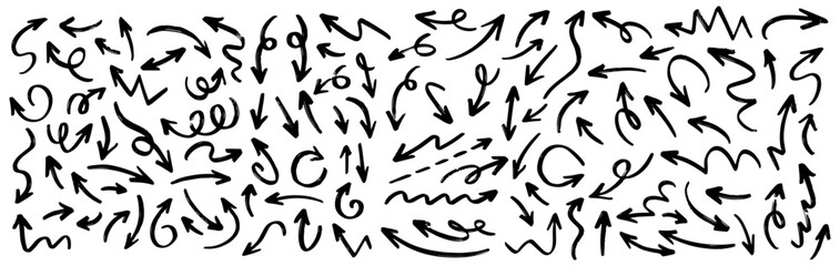 Fototapete - Hand drawn arrows collection Set simple flat arrows isolated on white background. Arrow mark icons and arrow paint. Stock vector. EPS10.