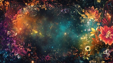 Wall Mural - Cosmic Floral Fantasy A Celestial Garden Blooms