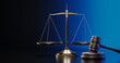 © 3Dsss - Scales and Gavel as a symbol of law. Judge 's hammer and Libra. Legal System Concept