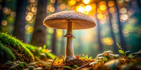 Wall Mural - Majestic Parasol Mushroom in Forest, Long Exposure Photography