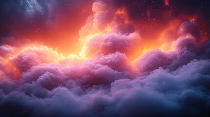 Poster - A colorful cloud filled with orange and pink hues