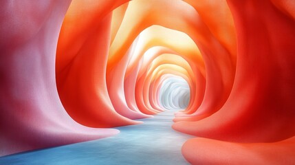 Wall Mural - A long tunnel with a blue river running through it