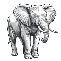 Aufkleber - Majestic elephant standing gracefully in a natural environment with detailed textures and expressive features. Generative AI