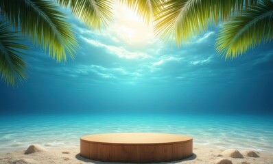 Sticker - Serene beach with wooden platform