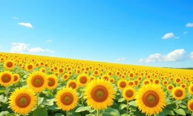 Canvas Print - Vibrant sunflowers under a blue sky