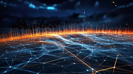 Poster - Digital Universe:  An abstract digital landscape of glowing lines and connections forming a intricate web, symbolizing the interconnectedness and complexity of the digital world.