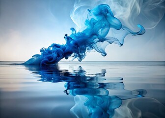 Wall Mural - Minimalist Blue Plume Reflection - Abstract Water Art Photography