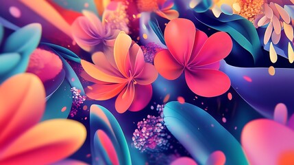 Wall Mural - Vivid Colorful Abstract Floral Design Artwork