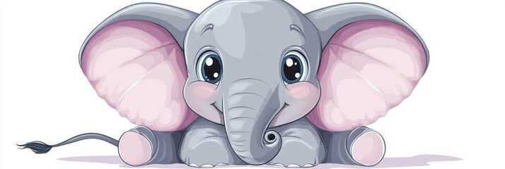 Poster - Cute elephant illustration capturing playful character and joyful expression in a vibrant artistic style. Generative AI