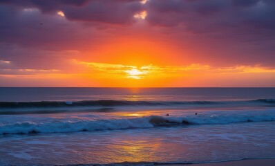 Wall Mural - Breathtaking sunset over the ocean