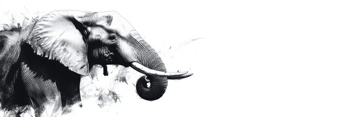 Poster - Majestic elephant standing gracefully in a serene environment with soft textures and intricate details on its skin. Generative AI