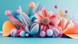© Handz - Abstract pastel floral arrangement with geometric shapes
