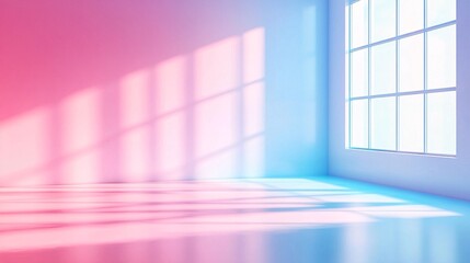 Wall Mural - Bright and colorful room with shadows and natural light streaming through windows