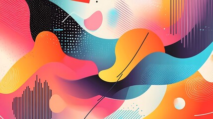 Wall Mural - Abstract Colorful Shapes Fluid Design Artwork