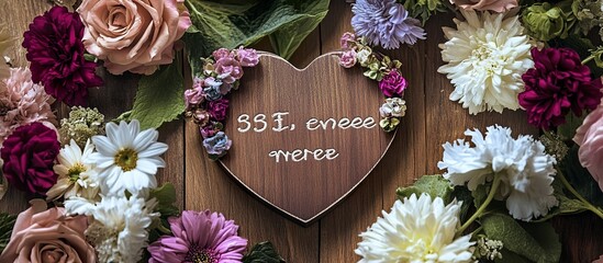 best friend forever engraved on a beautiful, heart-shaped wooden plaque, surrounded by fresh flowers