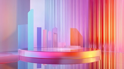 Wall Mural - 3d graphs on a sleek reflective surface in a modern setting. this futuristic and vibrant visual conc