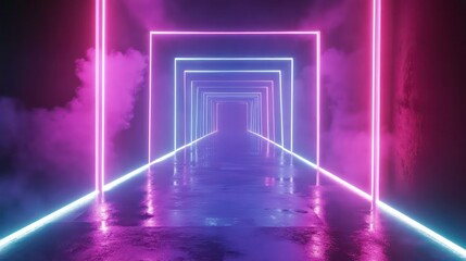 Canvas Print - 3d illustration abstract digital neon graphic smoke light background.
