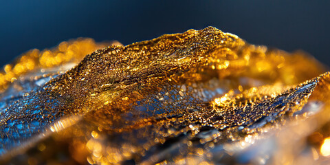 Close-up of Gold-Toned Textured Surface with Bokeh