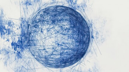 Wall Mural - a blue and white image of a globe with a network of lines surrounding it
