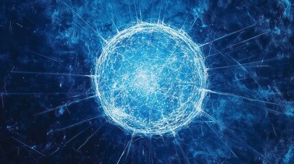 Wall Mural - a blue and white image of a globe with a network of lines surrounding it