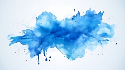 Wall Mural - Abstract Blue Watercolor Wash Splashes and Drips