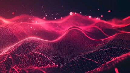 Wall Mural - abstract graphic visual of heartbeat pulse neon red line, ekg cardio line background.