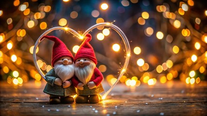 Wall Mural - Romantic Valentine's Day Gnome Couple Long Exposure Photography