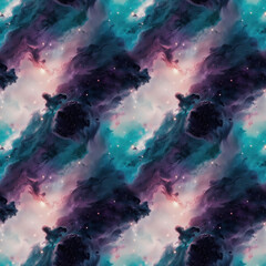 Wall Mural - Mystical Seamless Nebula Space Galaxy Pattern Background with Cosmic Black Holes