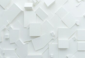 Aufkleber - Abstract Geometric Art with White Cubes and Paper Background