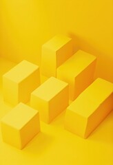 Poster - Yellow Rectangular Cubes on a Vibrant Background