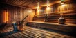 © Danicha - Rustic Wooden Sauna Interior: Relaxing Spa Environment Stock Photo