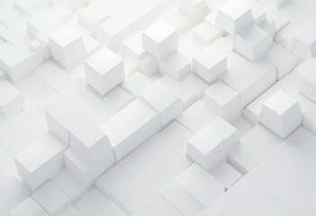 Fototapete - Abstract White Background with Geometric Cubes Perspective
