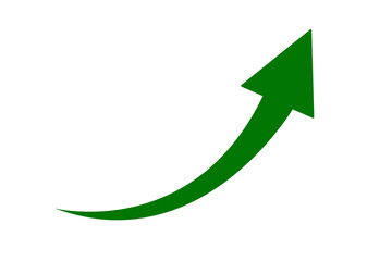 Wall Mural - green curve arrow icon on transparent background. flat style. arrow icon for web site design, logo, 