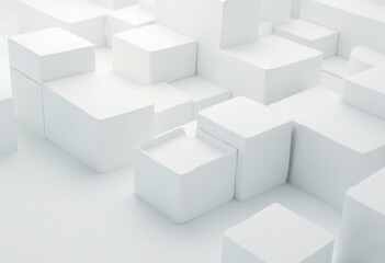 Poster - White Cubes Perspective Background