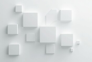Poster - Abstract Wall Composition of White Cubes