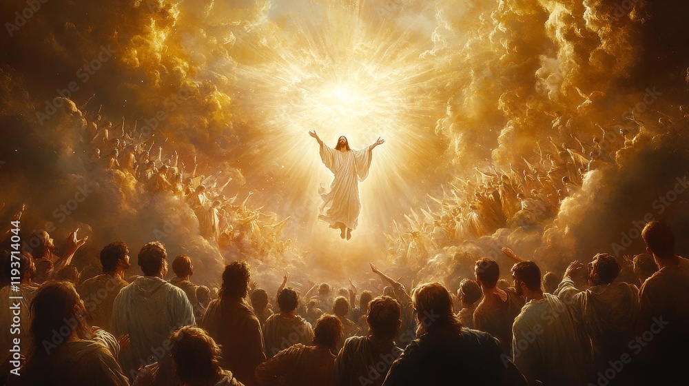 The Ascension of Jesus Into Heaven Stock Illustration | Adobe Stock